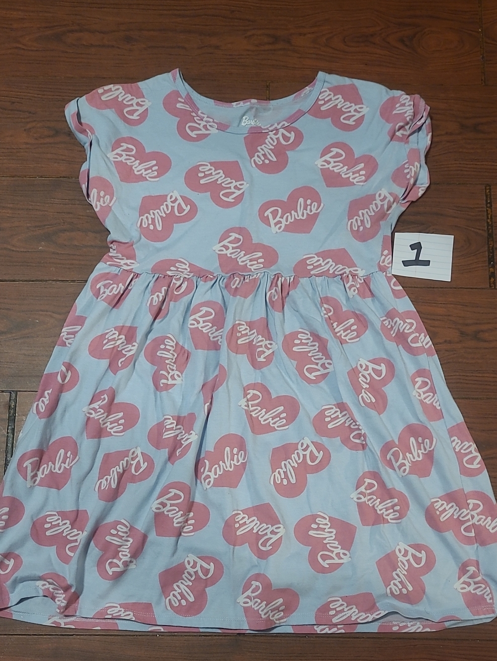 Barbie Heart Print Pink and Blue Dress